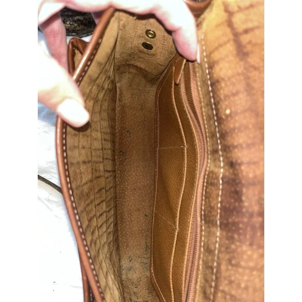 Vintage Dooney Bourke Croc Embossed Leather Cat Eye Flap Bag MADE IN USA_14